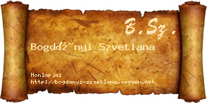 Bogdányi Szvetlana névjegykártya